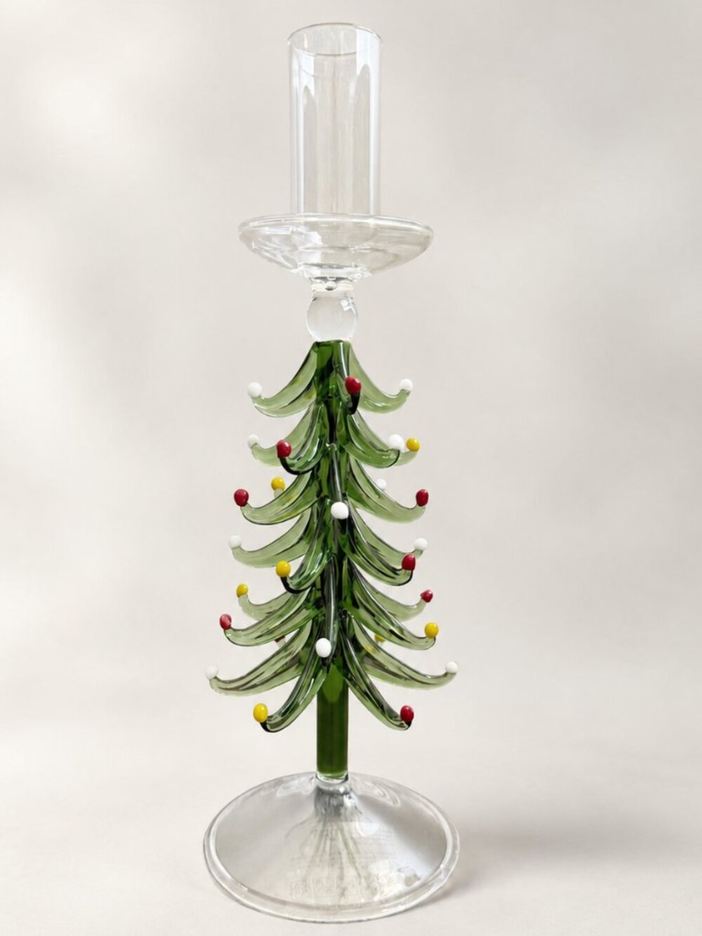 Anthropologie Yuletide Large Green Holiday Christmas Tree Glass Candleholder NEW - Picture 6 of 6